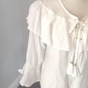 Ruffled lace up blouse
